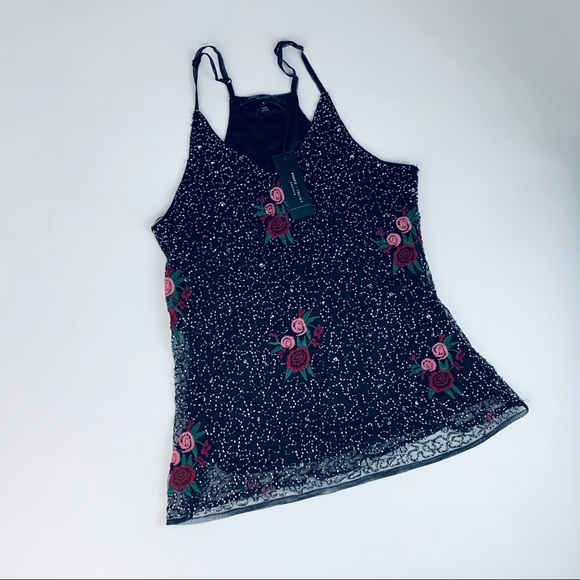 Romeo & Juliet Beaded Embroidered Rose Top - Picture 2 of 6